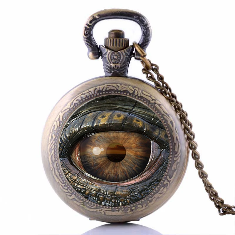 Retro Watch Evil Eye Mens Womens Quartz Pocket Watch Analog Pendant 80CM Necklace Chain relogio de bolso Boys Girls Gift Box
