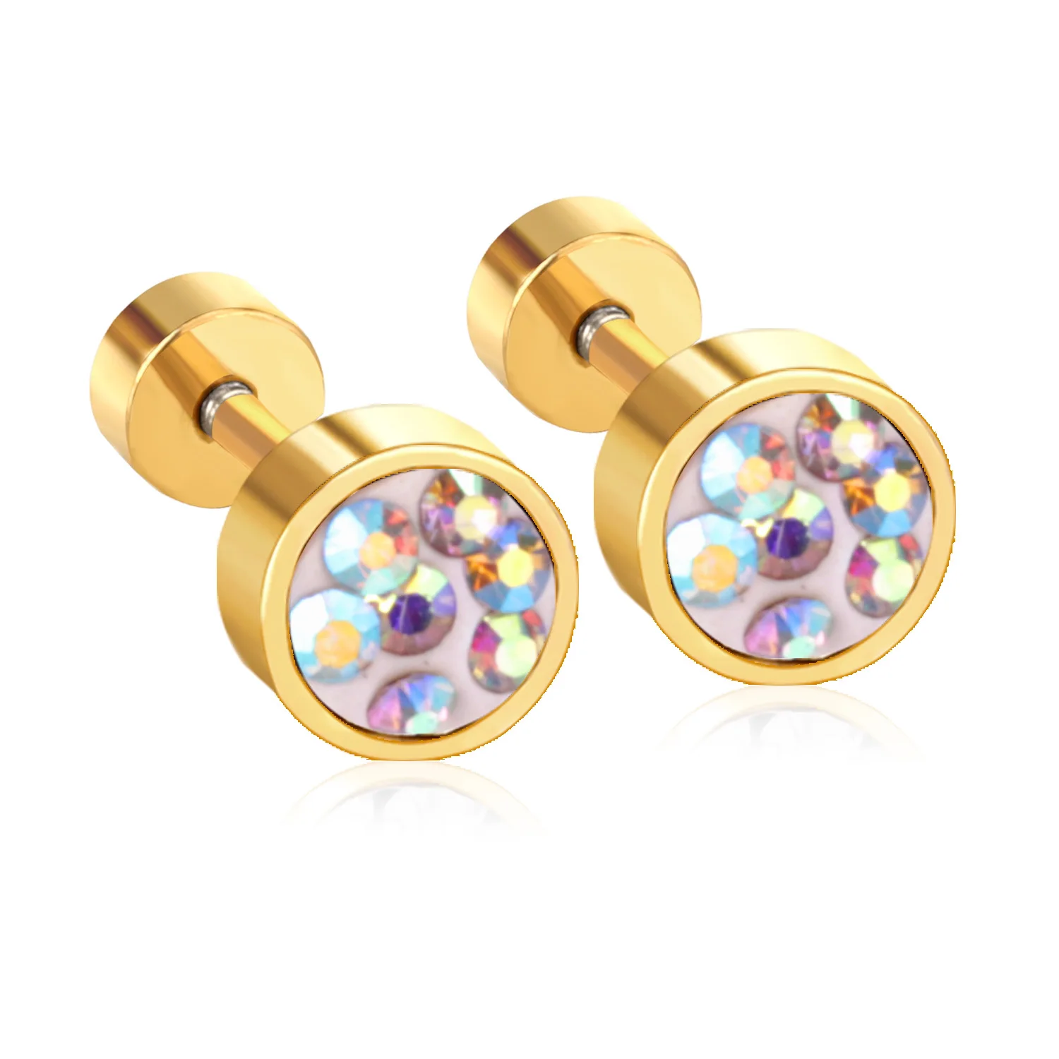 Серьги LUXUSTEEL из нержавеющей стали 2020 с винтовой задней частью круглые фианитами