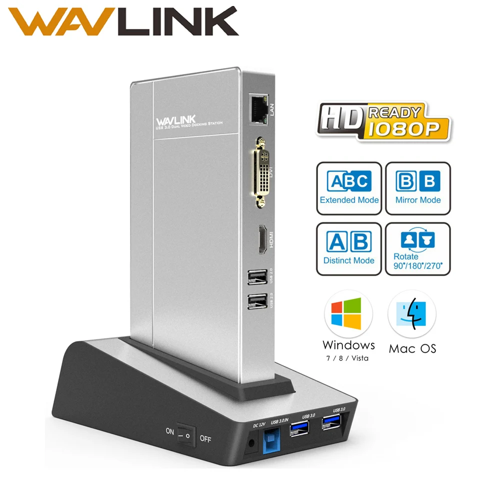 Wavlink Usb 3.0 Universal Docking Station Dual Video Hdd & Ssd Behuizing Base Ondersteuning Dvi/Hdmi/Vga Naar externe Grafische Ethernet Wavlink Usb 3.0 Universal Docking Station Dual Video Hdd & Ssd Behuizing Base Ondersteuning Dvi/Hdmi/Vga Naar externe Grafische Ethernet