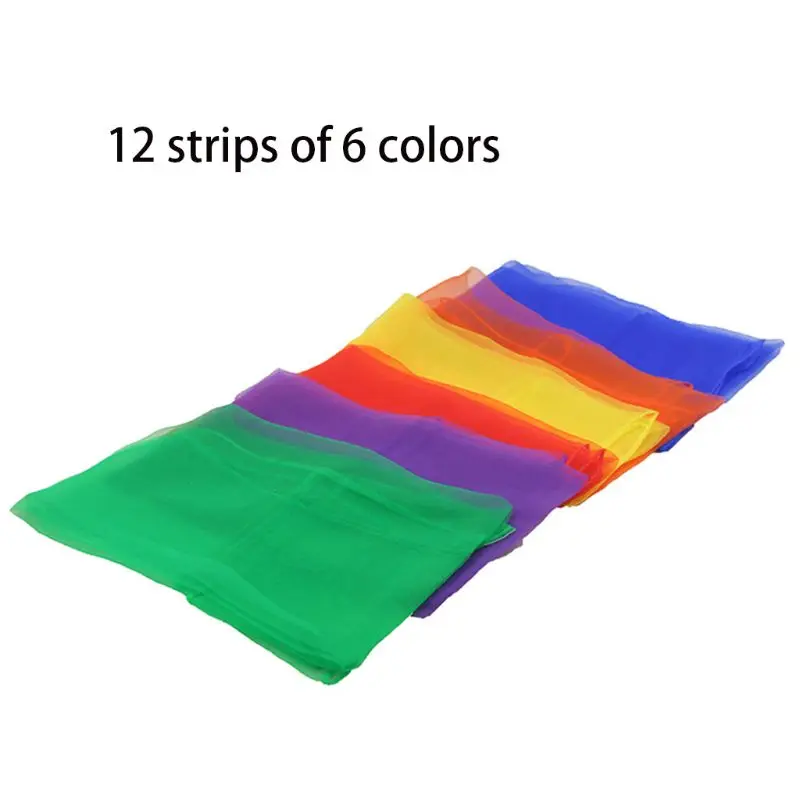 12Pcs Women Girl Square Juggling Chiffon Dance Scarves Magic Tricks Performance Props Kindergarten Candy Color Movement Kerchief |