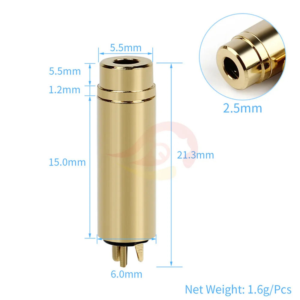 10PCS 2 5mm Jack 4 pole Headphone Plug Copper Gold Plated Audio Connector Tuning Fork Type Dual Contact 2 5 Female Adapter