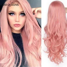 AISI QUEENS синтетические парики розовые длинные волнистые парик для женщин черный белый натуральные свободные части Косплей волосы Средний размер