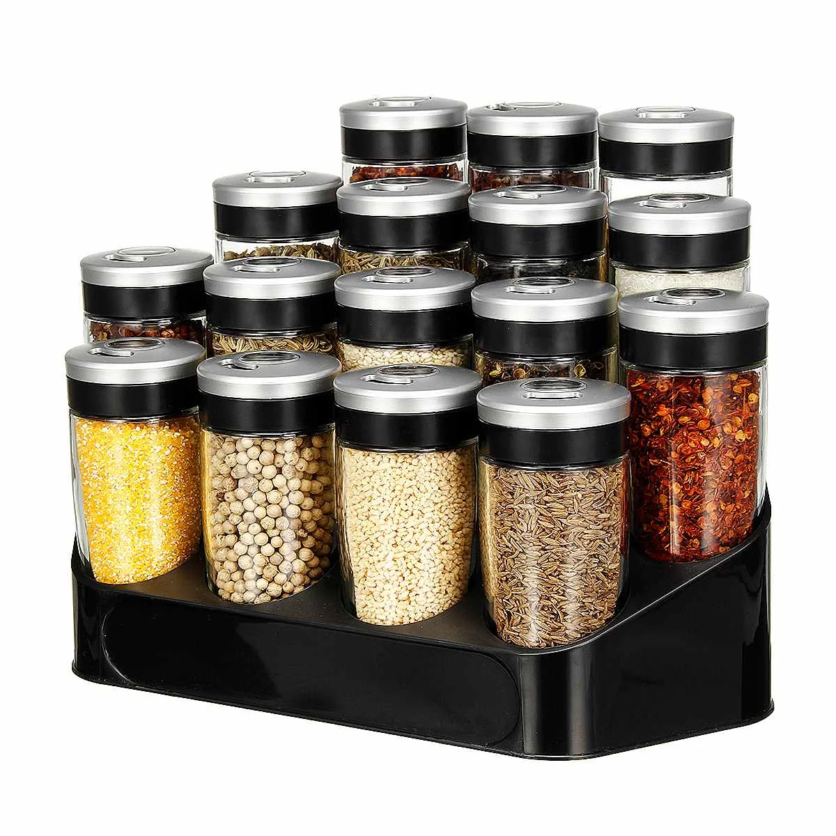  Standing Spice Storage Rack Holder 16 Seasoning Bottles Kitchen Organizer Shelf Condiment Pot Stora - 4000182982125