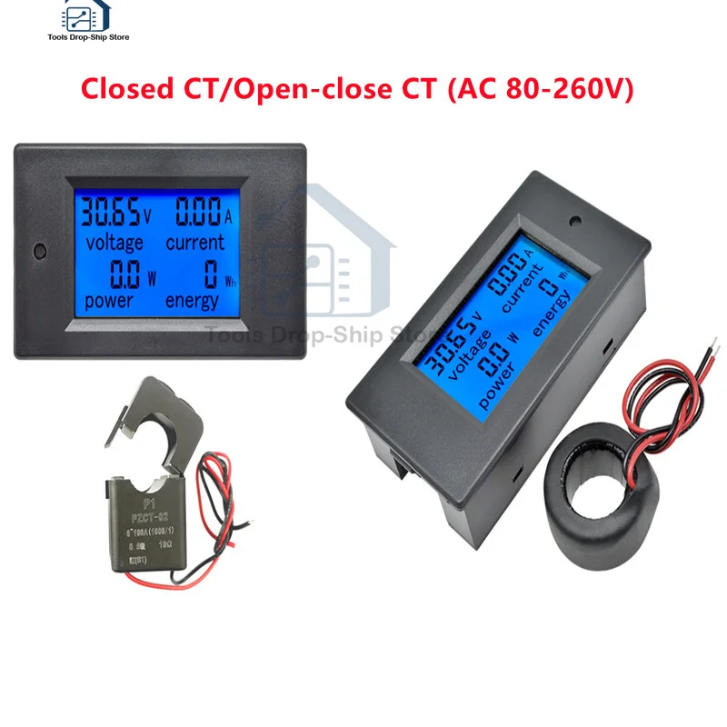 Ac 80260v 100a Multimeter Digital Led Multifunction Power Monitor