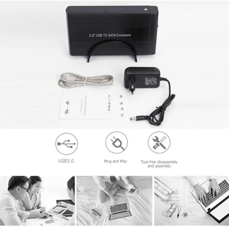035LSU-EU жесткий диск 3,5 дюймов USB2.0 на SATA алюминиевый сплав высокий яркий синий светодиодный индикатор внешняя поддержка 6 ТБ HDD Чехол