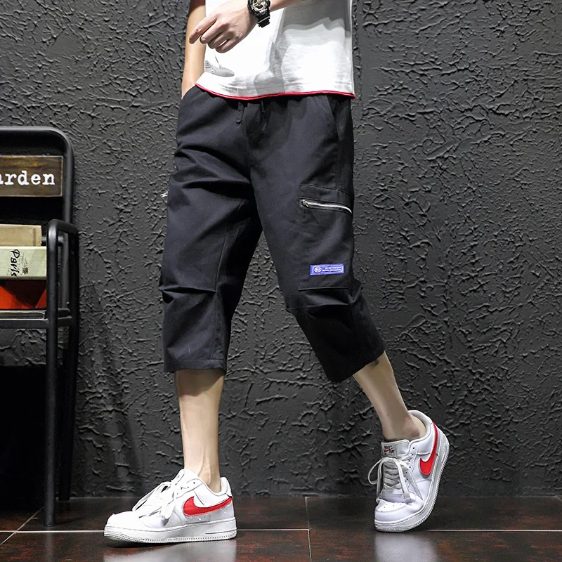 

Zipper Labeling Men's Trousers 2020 Summer New Style Straight-Cut Large Size Casual Capri Pants Skinny Harem Pants Slim Fit Pant