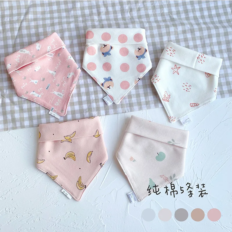 Ins Korean New Baby Triangle Scarf Baby Saliva Towel Fashion 5Pcs Set Pack Cotton Soft Bib Children Stuff 2020 (4)