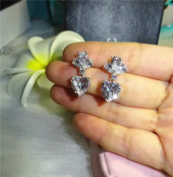 

Classic Luxury 925 Sterling Silver Exquisite Zircon Stone Earrings for Women Wedding Drop Dangle Earrings Wedding Jewelry
