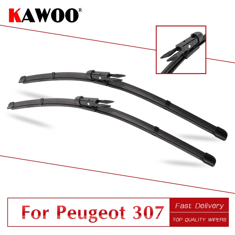 KAWOO 2pcs Car Wiper Blade 28"+26R" For Peugeot 307, 2004 2009 Auto