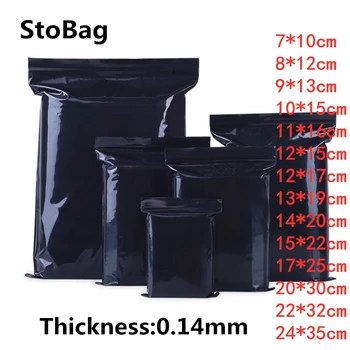 

StoBag 100pcs Black Zip Lock Plastic Bags Reclosable Jewelry Food Gift Packaging Storage Bag Self Sealing Poly Custom Print Logo