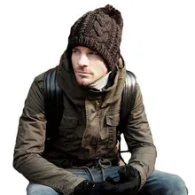 Новинка, мужские зимние шапочки для женщин, шапка, шапочка с помпоном, мужская вязаная шерстяная шапка с ушками, теплая шапка Skullies