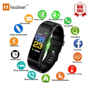 

FocuSmart 115 Plus Bluetooth Smart Watch Heart Rate Monitor SmartWatch Fitness Tracker Bracelet Waterproof Smart Wristband