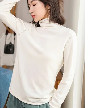 

Septass White Women's Turtleneck Sweater 100% Goat Cashmere Pullovers Autumn Winter Warm Long Sleeve Knitted Top Female Jumper