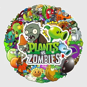 

60Pcs/set Cartoon Plants Vs. Zombies Stickers For DIY TOY Skateboard Snowboard Laptop Luggage Bicycle Suitcase Kids Stickers