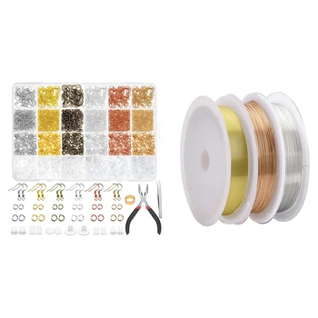

Earring Hook, Shynek 2000 Piece Earring Making Set with 3 Rolls of DIY Jewelry Accessories, Copper Wire for Jewelry