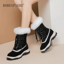 ROBESPIERE/женские зимние ботинки наивысшего качества из коровьей замши и натуральной шерсти; зимние теплые женские ботильоны на меху; обувь на плоской платформе; B115