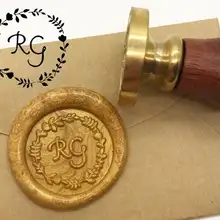 Монограмма на заказ венок инициалы воск печать штамп персонализированные свадебные печати свадебные приглашения печать на заказ Свадебная печать