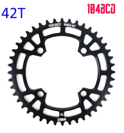 Pass Quest 104BCD MTB горный велосипед узкая широкая Звездочка 32T 36T 40T 42T 46T 48T коленчатая зубная пластина запчасти - Цвет: BLACK 42T
