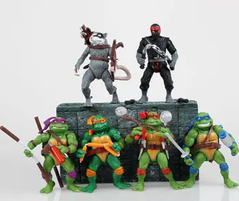 

[Funny] 6pcs/lot Mutant Turtles Movie 12cm Master Splinter Leonardo Raphael Michelangelo Donatello Model doll Action Figures toy