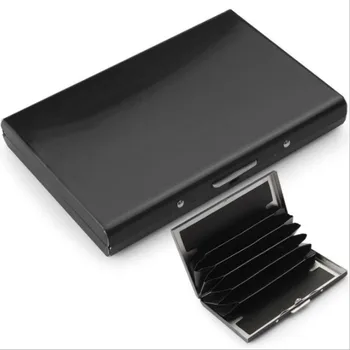 

2019 new men's card package metal stainless steel durable wallet button multi-function credit card storage pusre