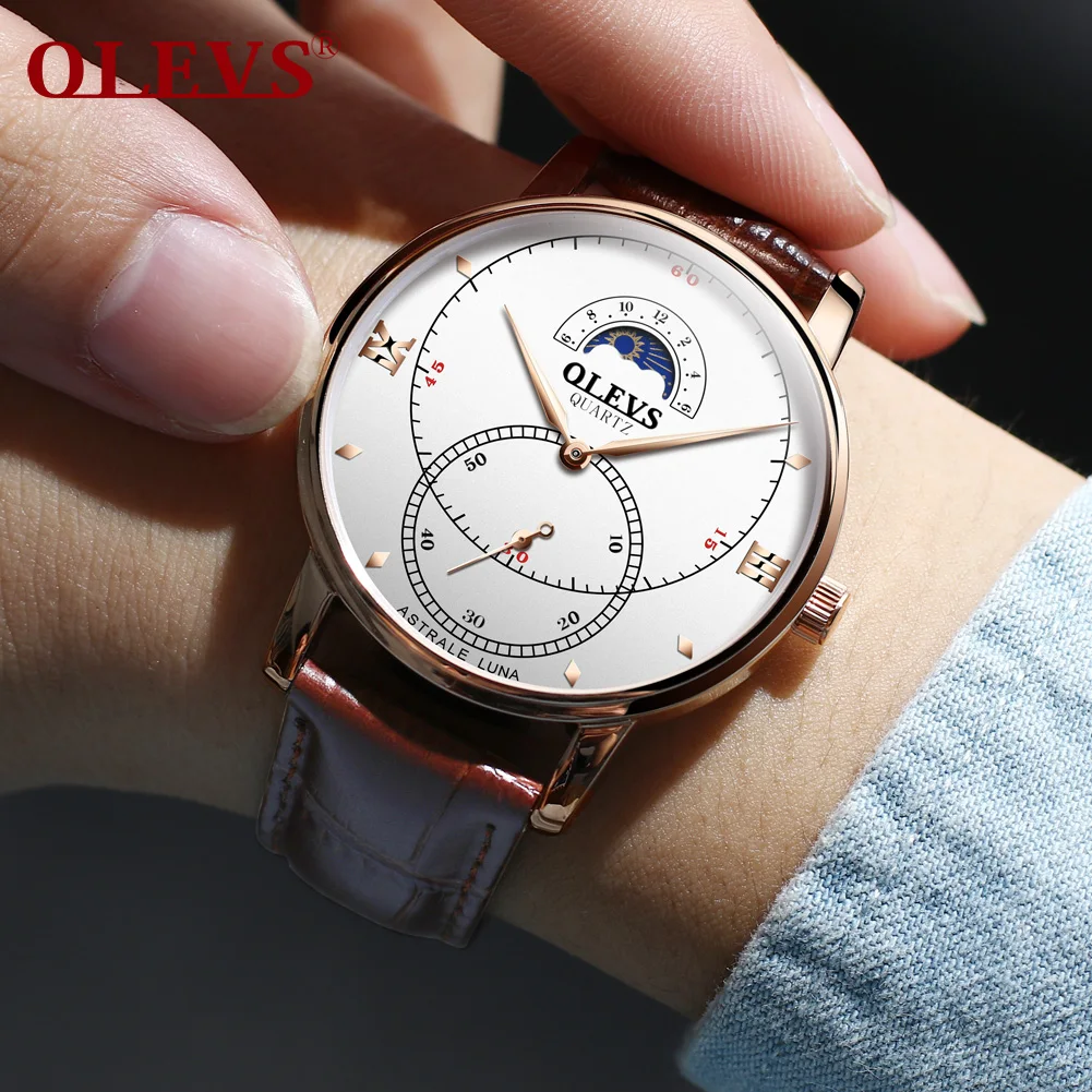 

Free-standing Second Hand, Moon Phase Function, Waterproof Quartz Watch Men`s Watches Men Watch Luxury Brand Men`s Gifts