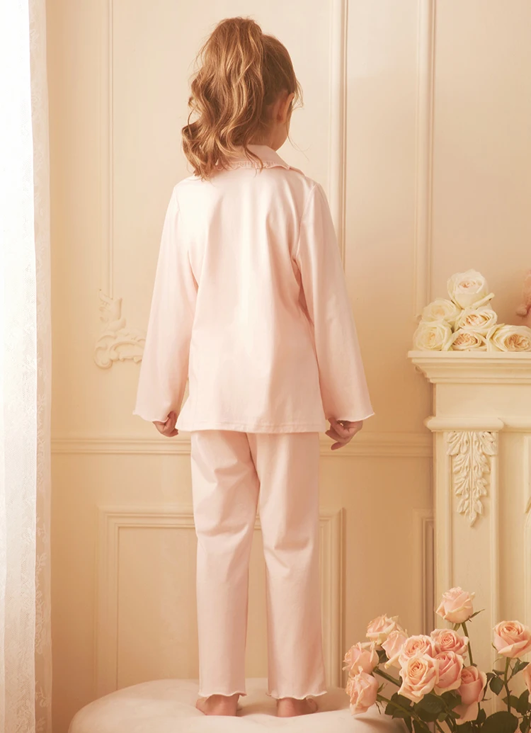 Children Girl's Princess Sleepwear Turndown Collar Pajama Sets.Long Sleeve Tops+Pants.Toddler Kid's Stringy Selvedge Pyjamas set pajama sets cheap