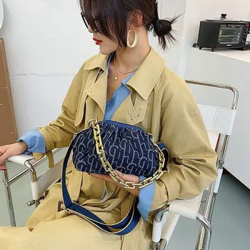 

Fashion Denim Women's Shoulder Bag Quality Chain Female Handbag 2020 New Trend Crossbody Bag With Adjustable Wide Shoulder Strap
