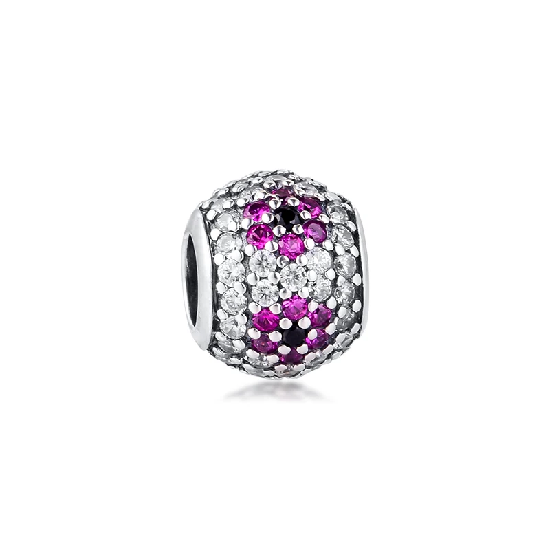 

Fits CKK Bracelet 100% 925 Sterling Silver Pink Pave Cherry Blossom Charm Beads for Jewelry Making Kralen Women Charms Bead