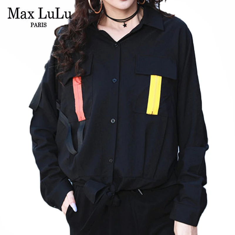 Женская винтажная блузка Max LuLu свободная повседневная рубашка в стиле панк с