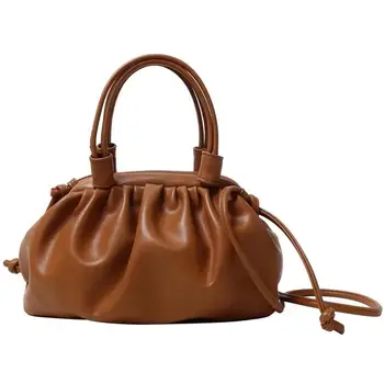 

Women Fashion PU Leather Shoulder bag 2019 New stylish Designer Voluminous round shape purse Ladies Simple Dumpling Clutches