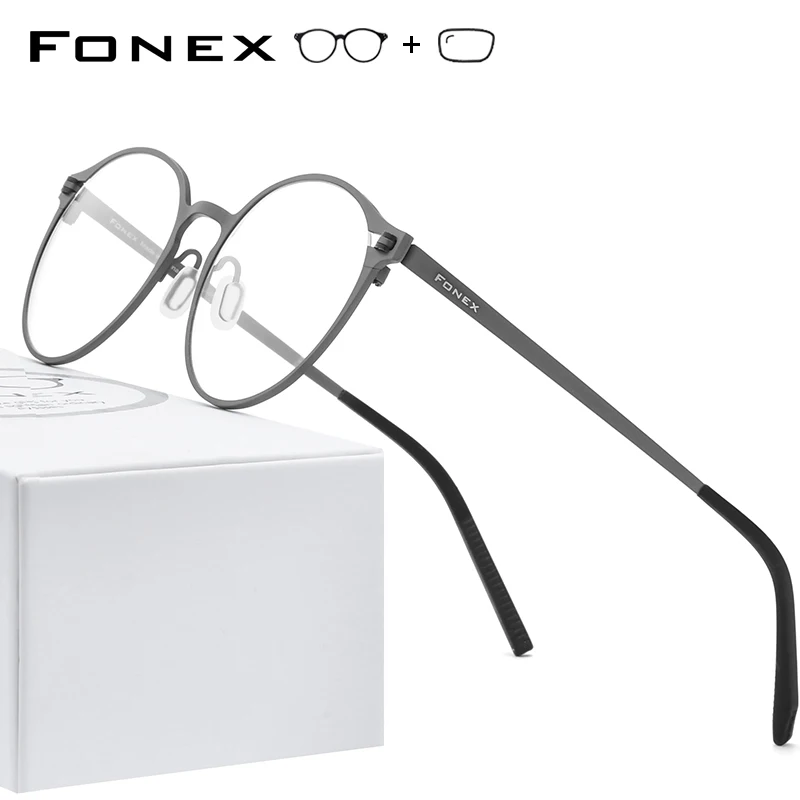

FONEX Pure Titanium Prescription Glasses Women Retro Round Eyeglasses Frame 2020 New Men Antiskid Myopia Optical Eyewear 8530