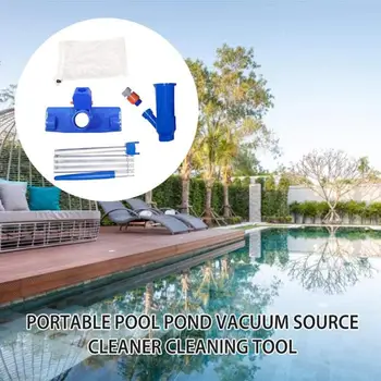 

Swimming Pool Hot SPA Vacuum Cleaner Brush Rods Mesh Bag Quick Cleaning Kit