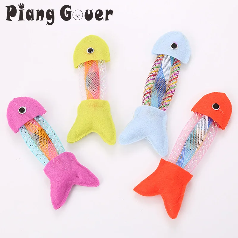 5pcs Hose Spring Canvas Fish Cat Toy Bouncing Kitten Toys Pet Products | Дом и сад