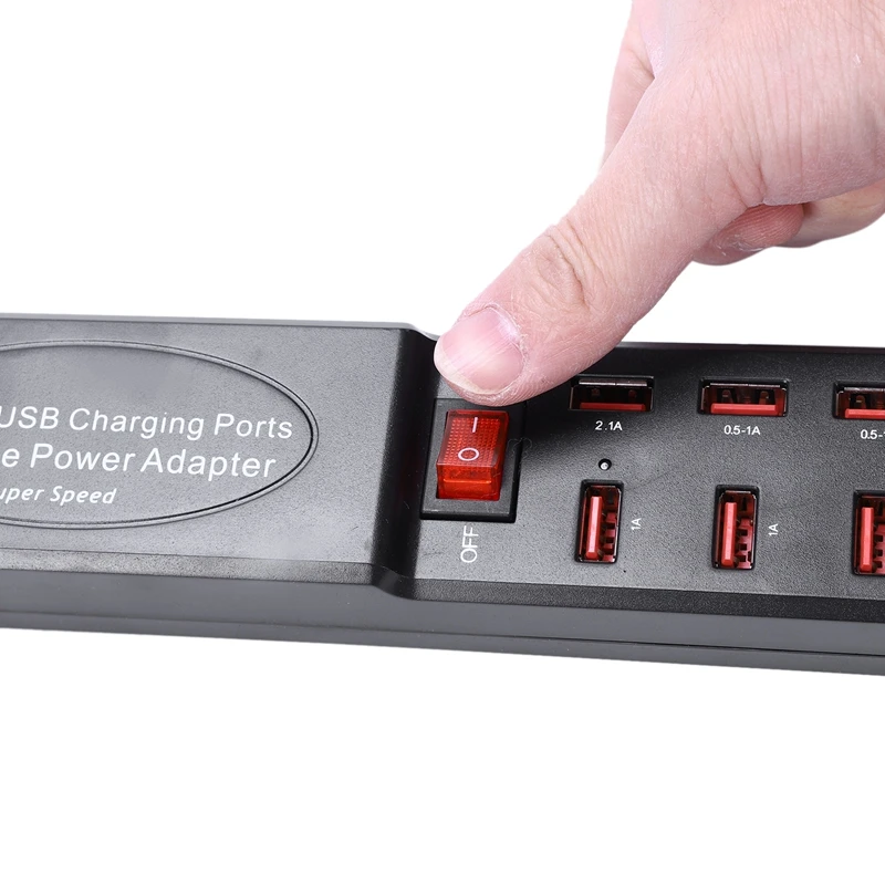 Мульти 10 портов Ac-usb-хаб, адаптер для быстрой полосы питания, настенное дорожное настольное зарядное устройство, зарядная станция для Iphone, samsung, Htc, Tabl