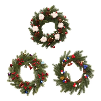 

Christmas Decorations Christmas Lights Pine Cone Vine Circle Cotton Berry Bell Decoration Door Hanging