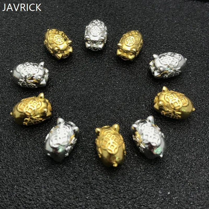 

10Pcs Lucky Blessing Pig Pendant Gold Silver Pig Beads DIY Bracelet Necklace Small Chrams for Jewelry Making 12mm
