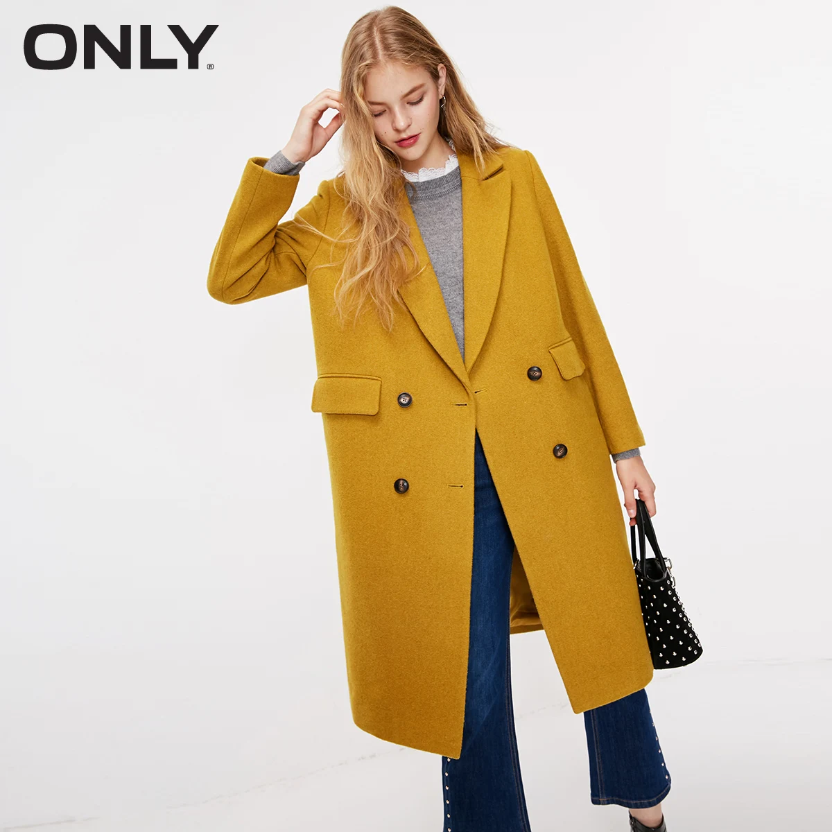 astounding  ONLY Mid-length Double-breasted Woolen Overcoat118427501