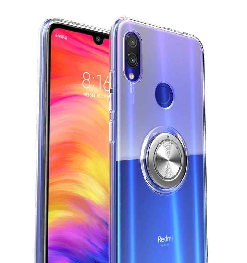 Для Xiaomi Redmi Note 7 Pro 7s чехол с магнитным кольцом-держателем для автомобиля Мягкая силиконовая задняя накладка из ТПУ чехол для Xiaomi Redmi Note 7 Pro