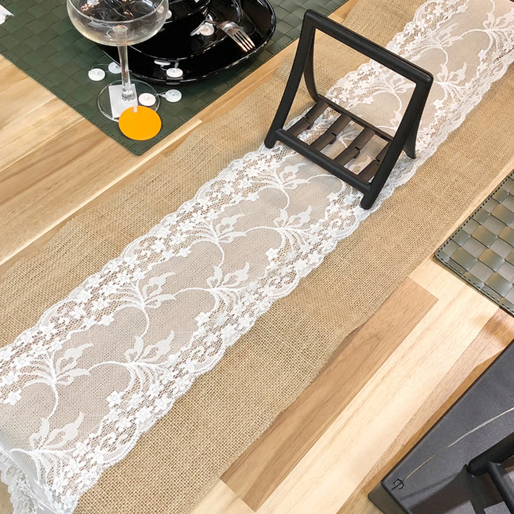 275cm Elegant Jute Table Runner Burlap Lace Table Cloth Table Runners Wedding Party Home Decor Christmas Restaurant Tablecloth Table Runner Table Runners Modernjute Table Runner Aliexpress