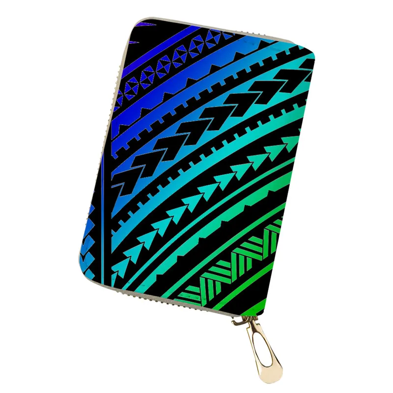 

Women Card Holder Wallet NativeÂ samoas Design PU Leather Female Card Case Zipper CardWallet Bag Porte Carte