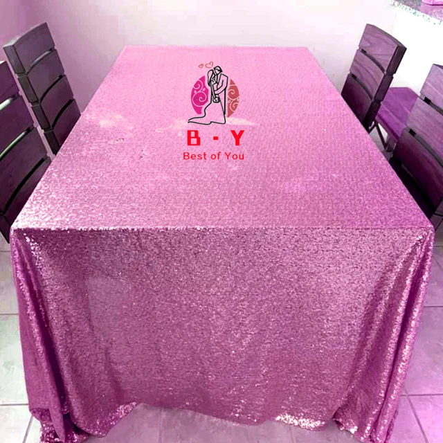 Pink Gold Tablecloth 90x132in Glitter Round Rectangular Embroidered Sequin Table Cover for Wedding Party Christmas Decor Pink Gold