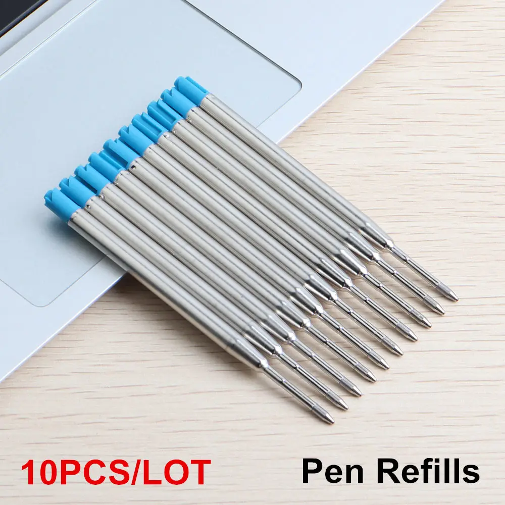 10PCS Pen Refills GENKKY металла Подарочная шариковая ручка ручки Core Solventborne автоматическая шариковая Ручки для школы Офис Написание 0,7 мм чернил цвет: черный, синий ручка шариковая - Цвет: 10PCS Pen Refills
