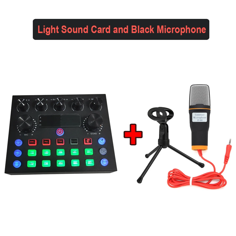 Live Sound Card Sound Mixer Board for Phone Computer Live Streaming Voice Changer Recording Music External Multiple Sound Effect 