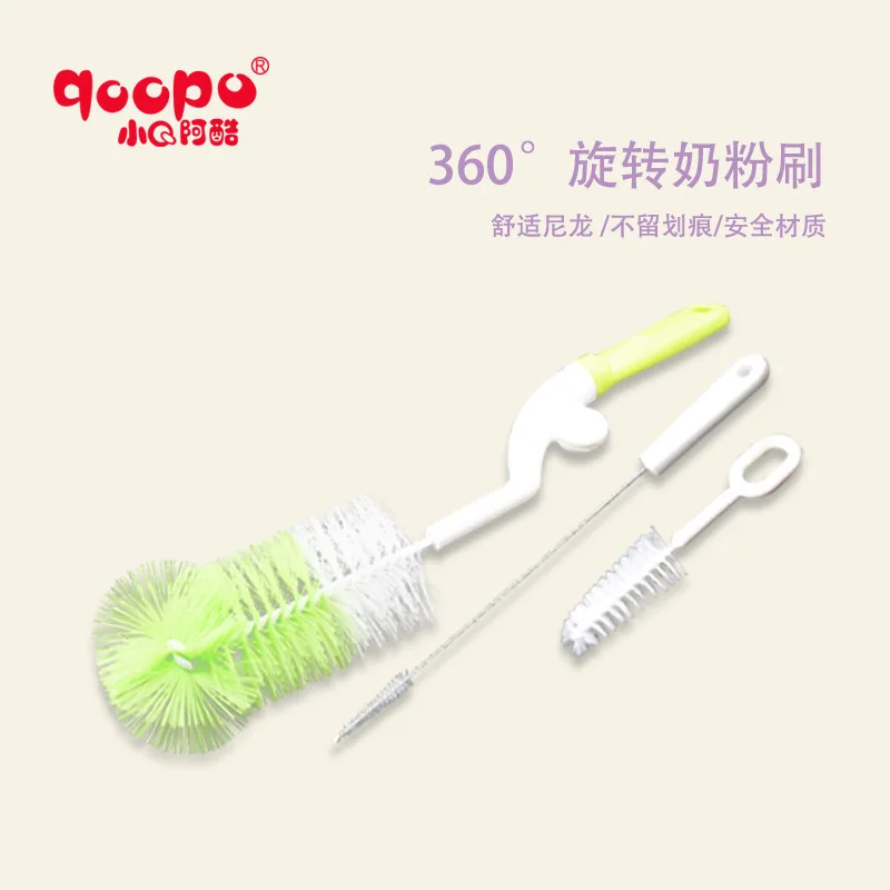 

Qoopo/Small Q Cool Rotating Nylon Infant Bottle Brush Teat Brush Straw Cup Brush Combination of Equipment Gift Box