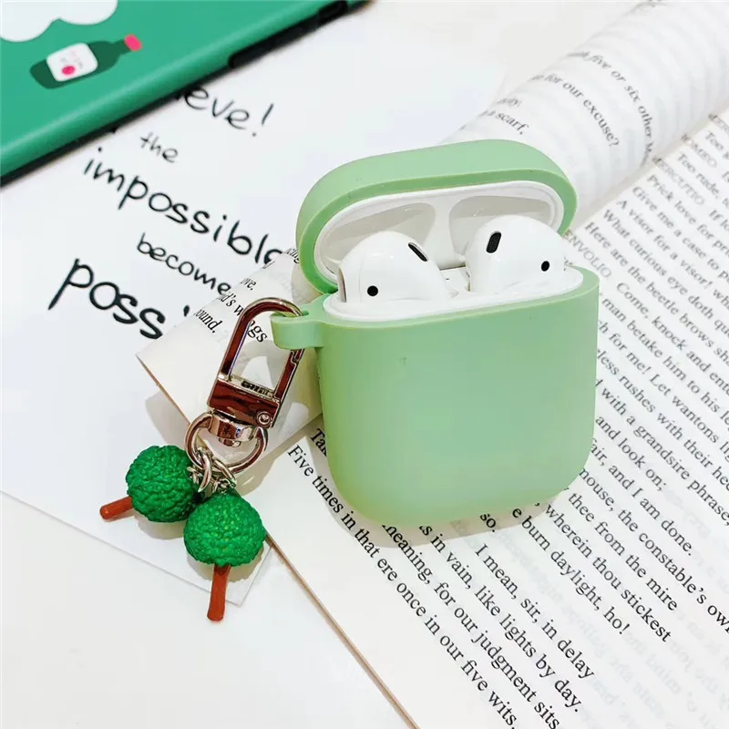 

Tree Accessories For Apple AirPods Cover Cartoon Silicone Phone Case Bluetooth Wireless Protection Light Green Headphone Case