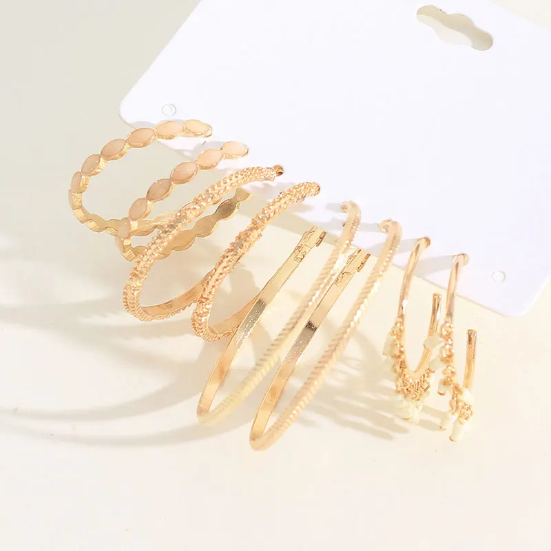 

4pair/set (8pcs) Fashion Hoop Earrings Gold Plated Ear Ring Set Simple Geometric Earrings For Women Girls