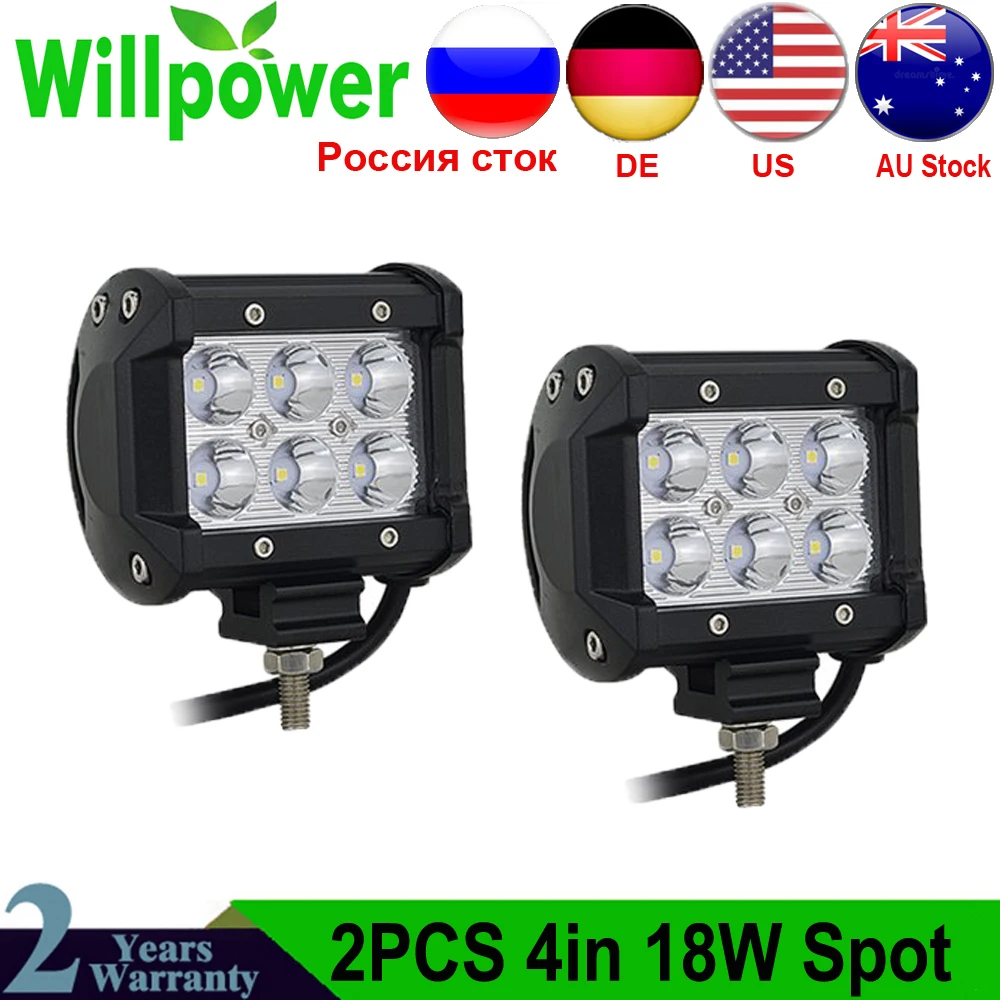 

FREE SHIPPING TO RUSSIA 2 PACK Factory direct retail waterproof 10-30V DC flood 18W led light bar 12v