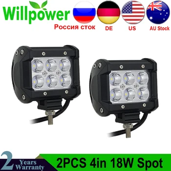 

Willpower 2PCS 4 inch 18W Spot Flood Led Work Lights for 4X4 4WD ATV UTV Offroad Truck Tractor Boat 12V 24V