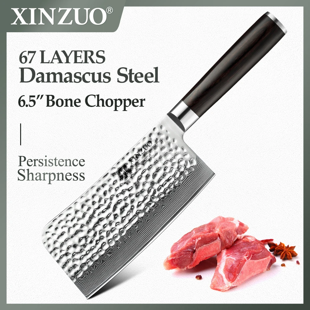 XINZUO 6.5'' Bone Chopper Knife 67 Layers Damascus Steel Cooking Cutter Butcher With Pakkawood Handle Kitchen Accessory | Дом и сад