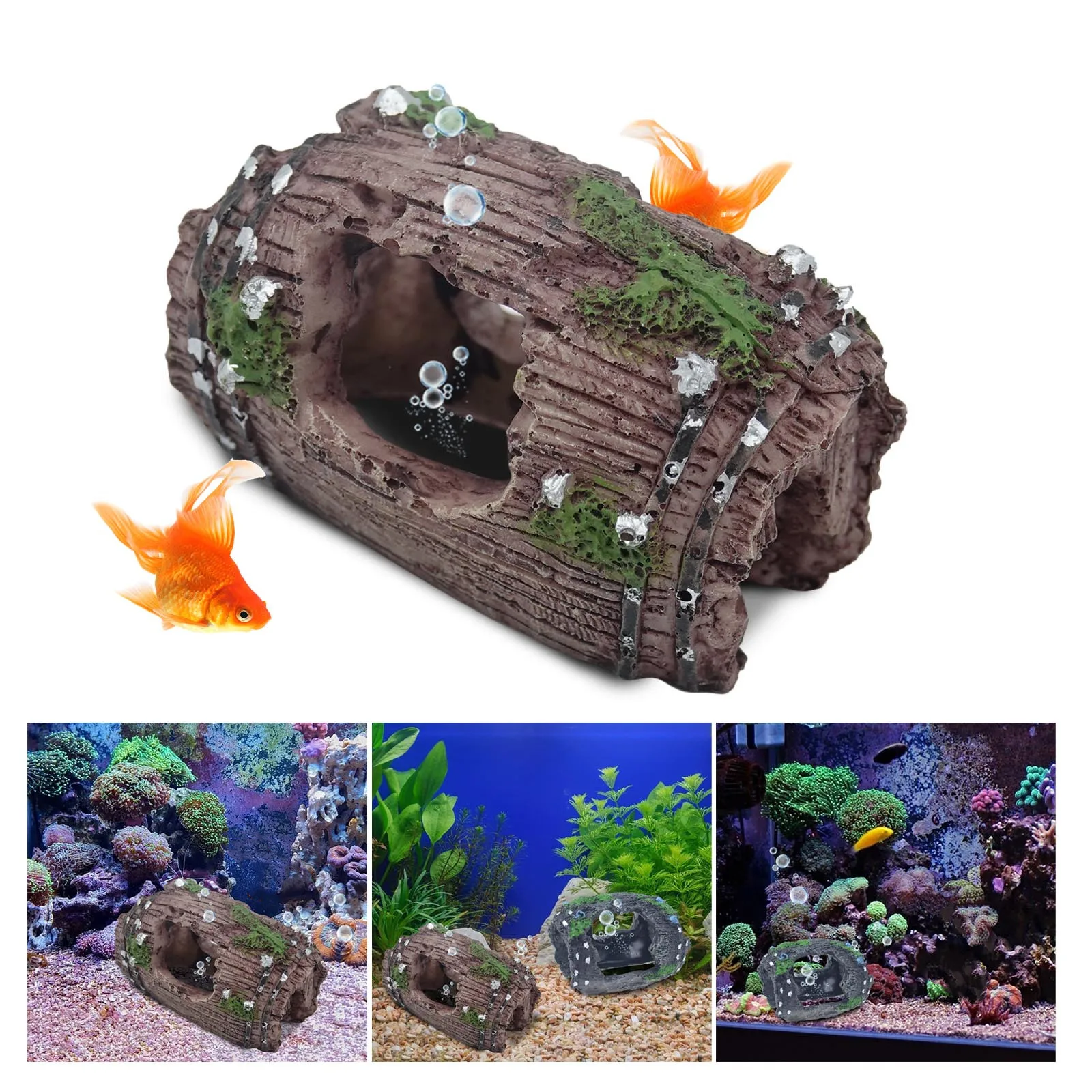 Barrel Resin Ornament Aquarium Fish Tank Cave Landscaping Furnishing Decoration 